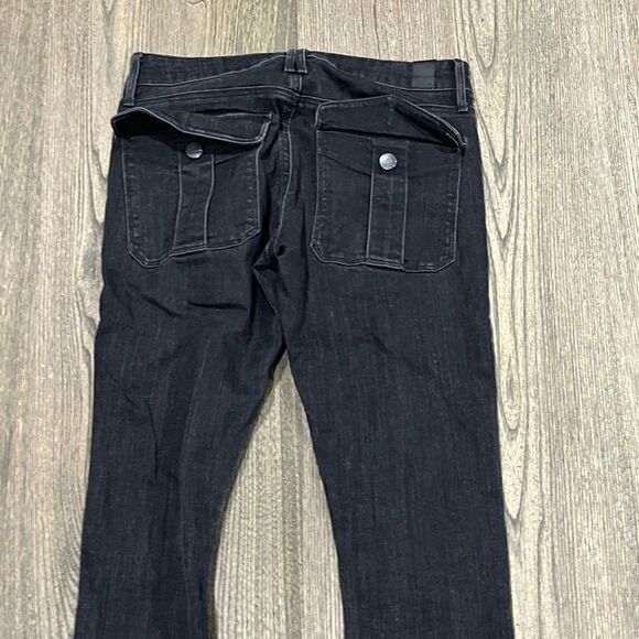 Vince Skinny Jeans Mid Rise Zip Hem Denim Cotton Blend Dark Wash Black Size 27 - Picture 13 of 14